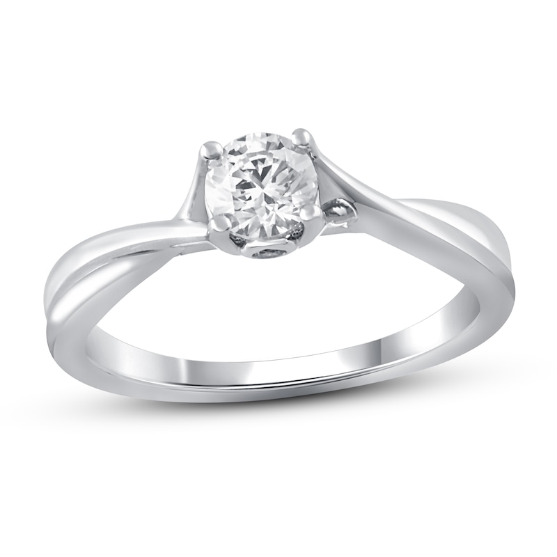 Main Image 1 of Previously Owned Diamond Engagement Ring 1/2 ct tw Round 14K White Gold