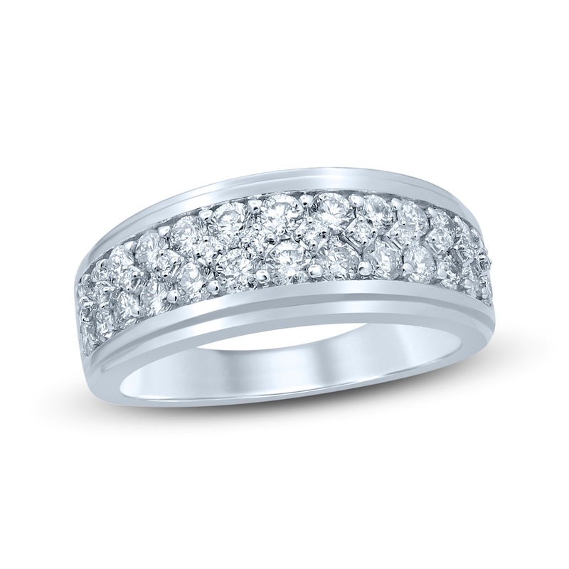 Main Image 1 of Previously Owned Men's Diamond Wedding Band 1-1/2 ct tw Round 14K White Gold