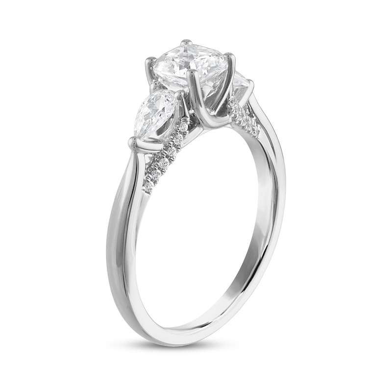 Main Image 2 of Previously Owned Diamond Engagement Ring 1-1/3 ct tw Cushion/Pear-shaped/Round 14K White Gold