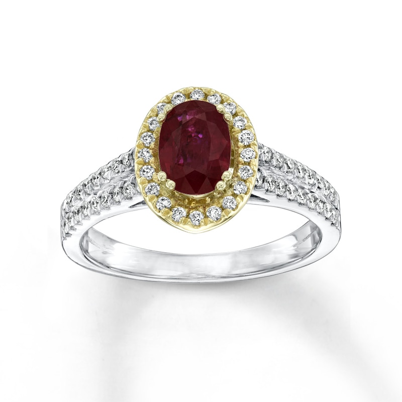 Main Image 1 of Previously Owned Natural Ruby Ring 1/3 ct tw Diamonds 14K Two-Tone Gold