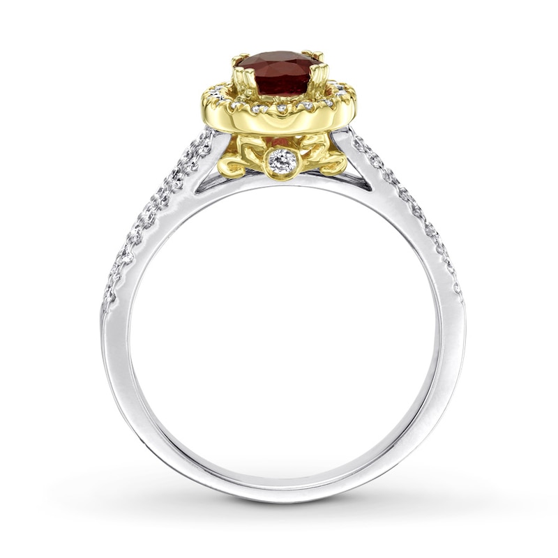 Previously Owned Natural Ruby Ring 1/3 ct tw Diamonds 14K Two-Tone Gold