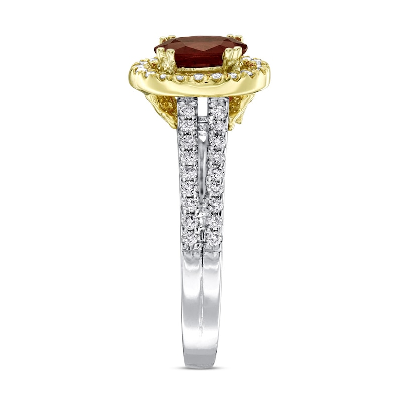 Main Image 3 of Previously Owned Natural Ruby Ring 1/3 ct tw Diamonds 14K Two-Tone Gold