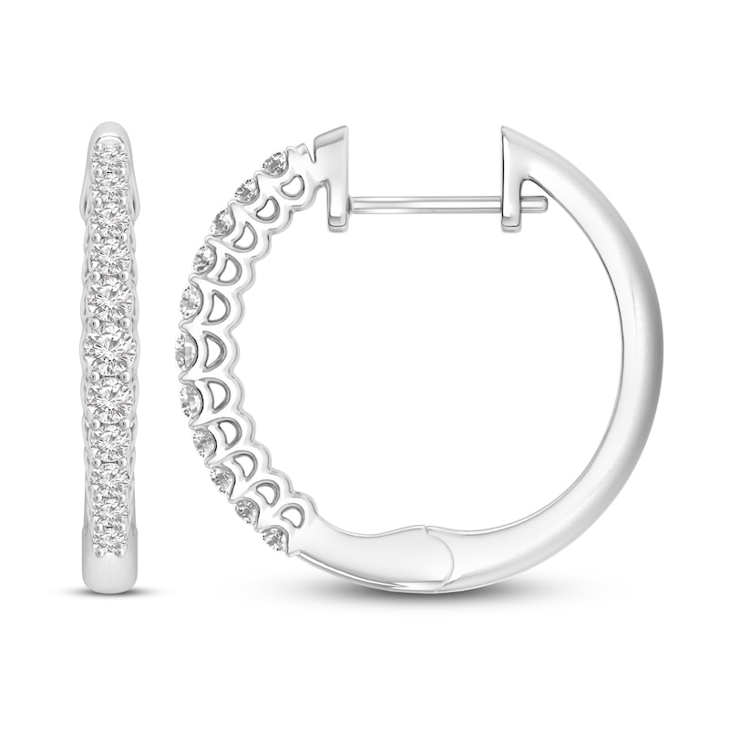 Previously Owned Diamond Hoop Earrings / ct tw Round 10K Gold