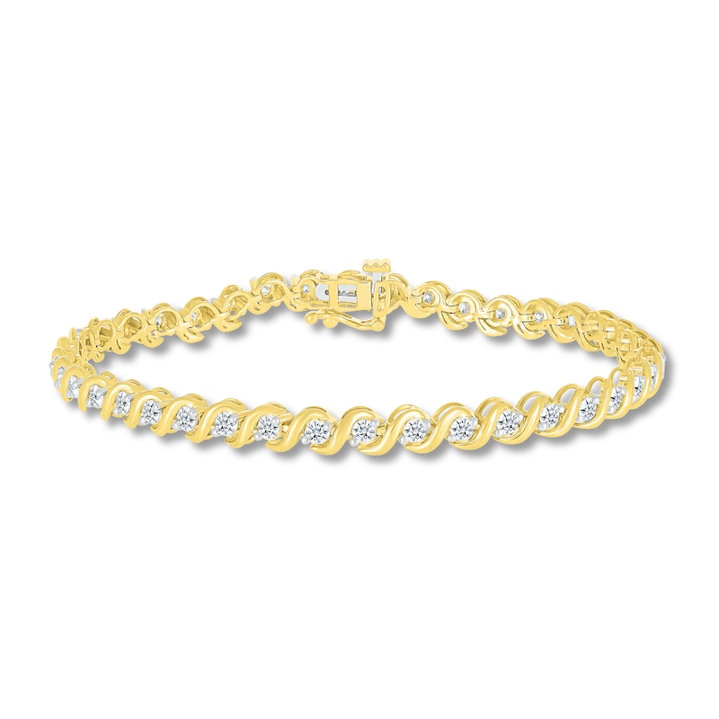 Previously Owned Diamond Tennis Bracelet 2 ct tw Round 10K Yellow Gold 7.25"