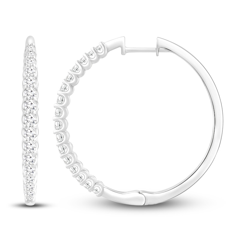 Previously Owned Diamond Hoop Earrings 1 ct tw 14K White Gold