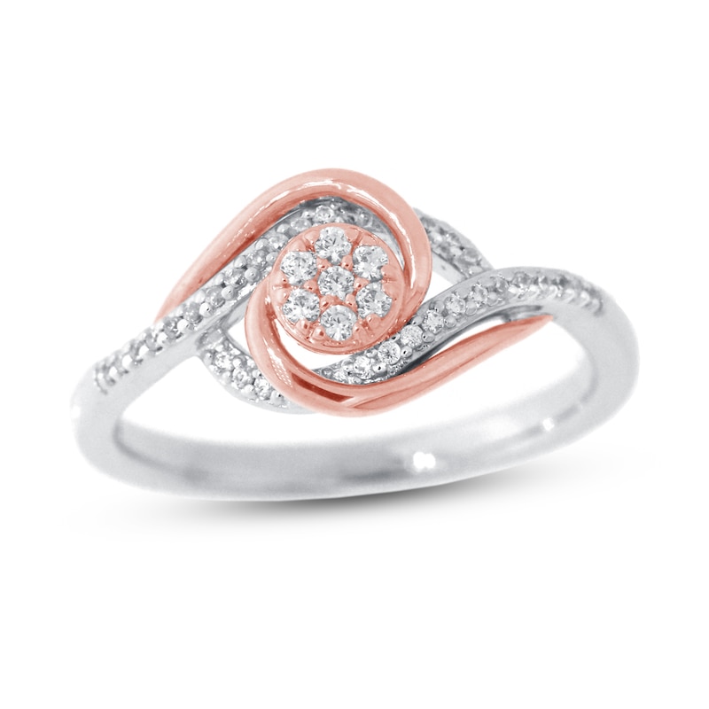 Previously Owned Diamond Promise Ring 1/6 ct tw Round 10K Sterling Silver/Rose Gold