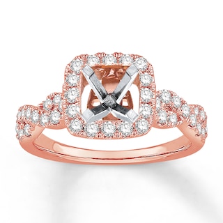 Diamond Ring Setting 1/3 carat tw Oval 14K Rose Gold