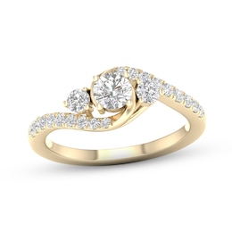 Previously Owned Diamond 3-Stone Ring 3/4 ct tw Round 10K Yellow Gold