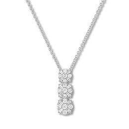 Previously Owned Round/Baguette Diamond Necklace 1/2 ct tw 10K White Gold