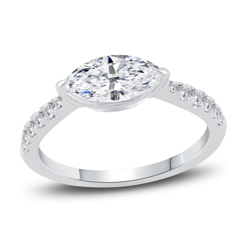 Main Image 1 of Previously Owned Diamond Engagement Ring 1-1/5 ct tw Marquise/Round 14K White Gold