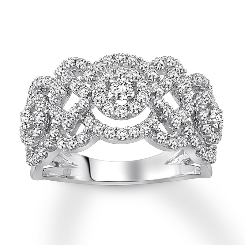 Main Image 1 of Previously Owned Diamond Anniversary Ring 1 carat tw Round-cut 14K White Gold