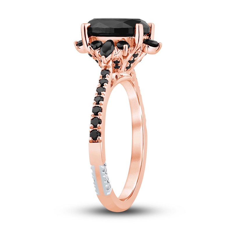 Previously Owned Pnina Tornai Black Diamond Engagement Ring 3 ct tw Oval/Round /Marquise 14K Rose Gold