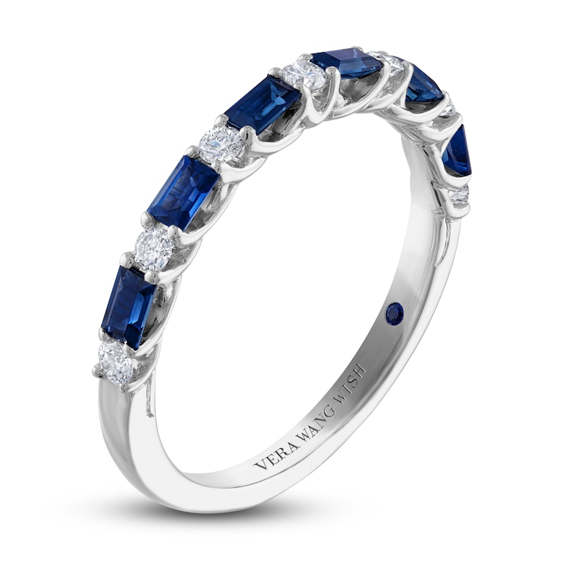 Main Image 1 of Previously Owned Vera Wang WISH Diamond & Blue Sapphire Ring 1/5 ct tw Round 14K White Gold