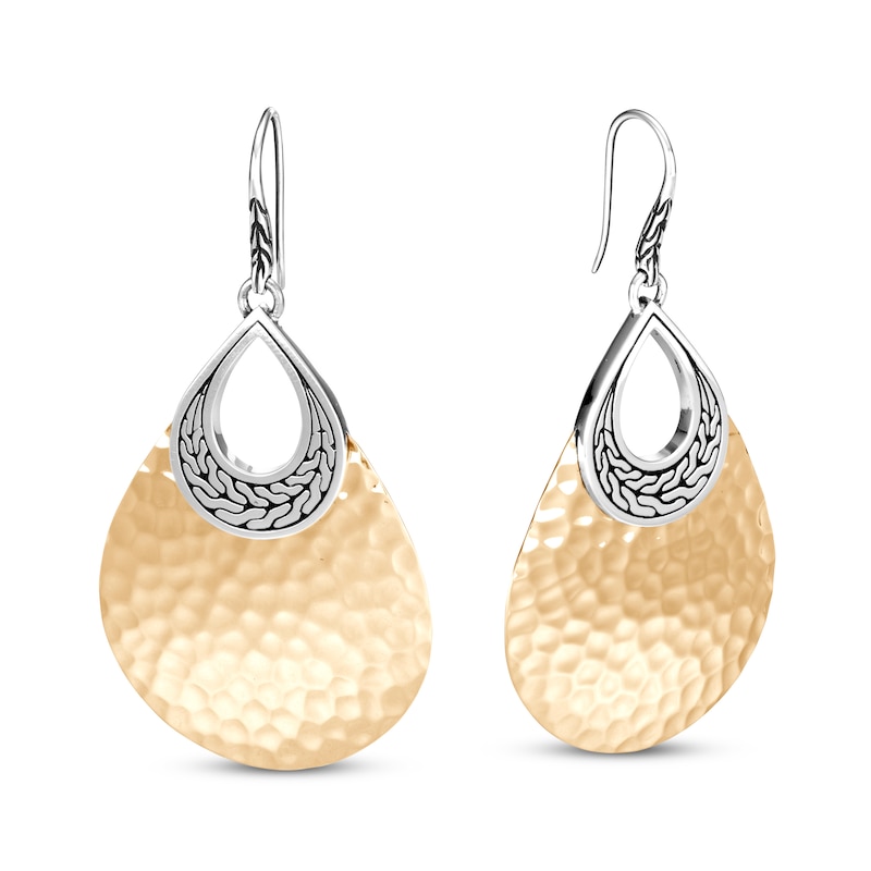 Previously Owned John Hardy Classic Chain Hammered Drop Earrings Sterling Silver/18K Yellow Gold