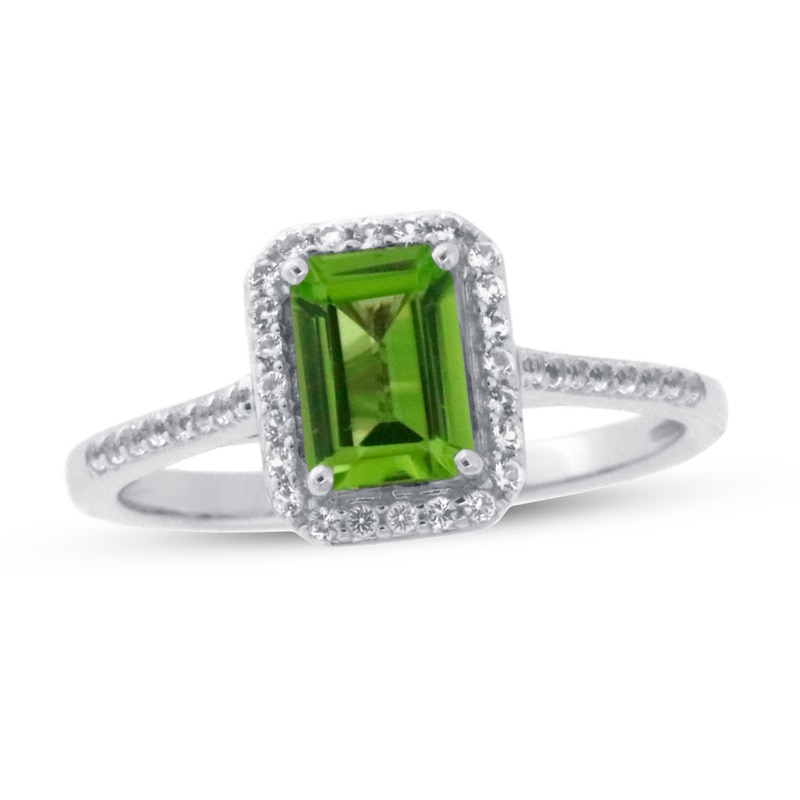 Previously Owned Peridot & White Topaz Ring 10K White Gold