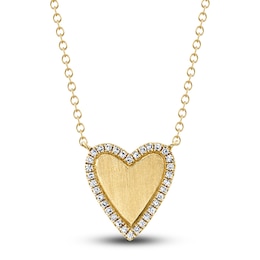 Shy Creation Diamond Heart Necklace 1/15 ct tw Round 14K Yellow Gold 18&quot; SC55007071