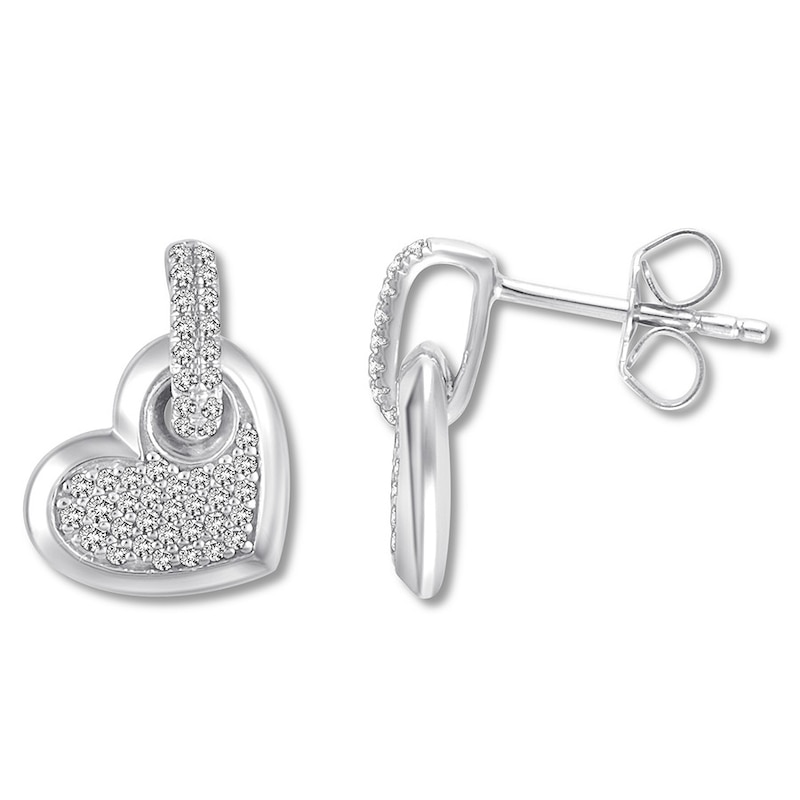 Main Image 1 of Previously Owned Diamond Heart Earrings 1/3 carat tw Round 10K White Gold