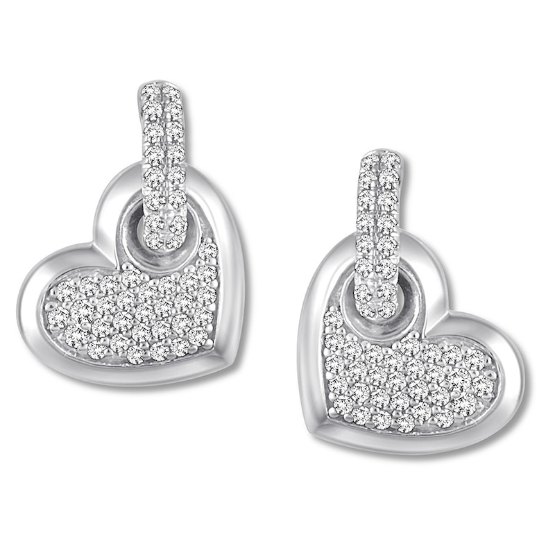 Main Image 2 of Previously Owned Diamond Heart Earrings 1/3 carat tw Round 10K White Gold