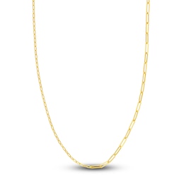 Semi-Solid 50/50 Paperclip Chain Necklace 14K Yellow Gold