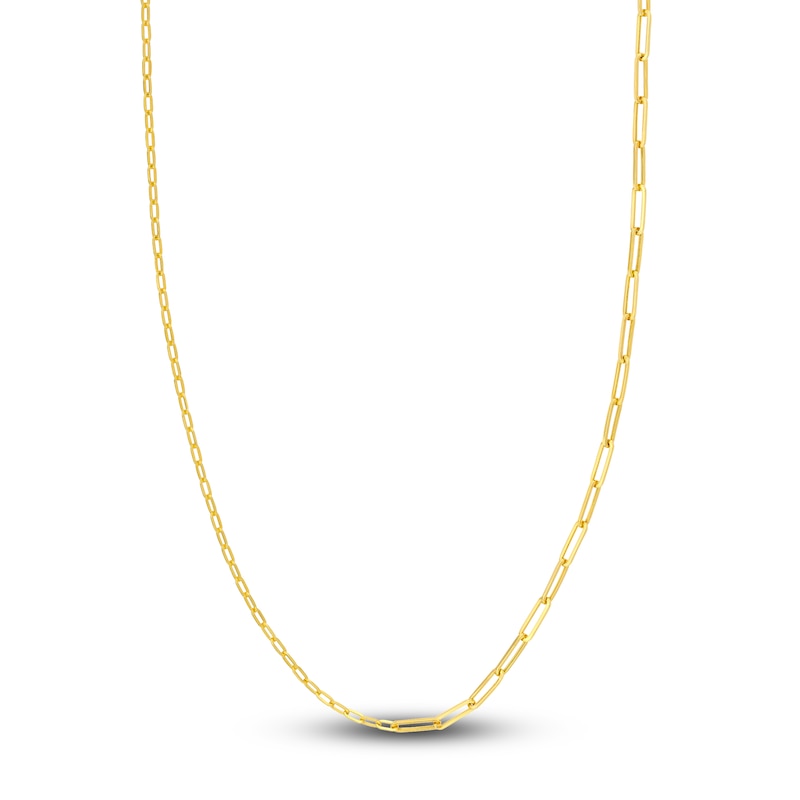 Main Image 1 of Semi-Solid 50/50 Paperclip Chain Necklace 14K Yellow Gold