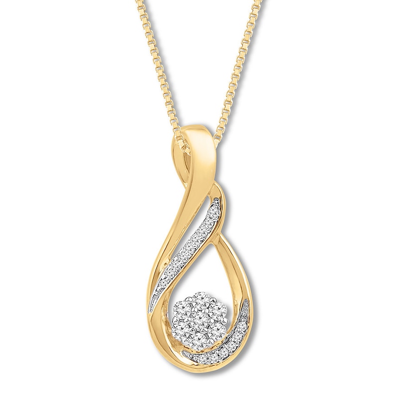 Main Image 1 of Previously Owned Diamond Swirl Necklace 1/5 carat tw Round 10K Yellow Gold