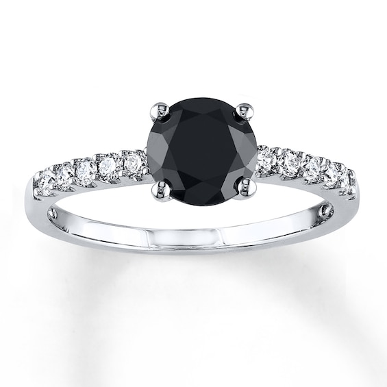 Previously Owned Black Diamond Engagement Ring 1-1/5 ct tw Round 14K ...