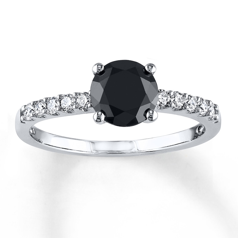 Previously Owned Black Diamond Engagement Ring 1-1/5 ct tw Round 14K ...