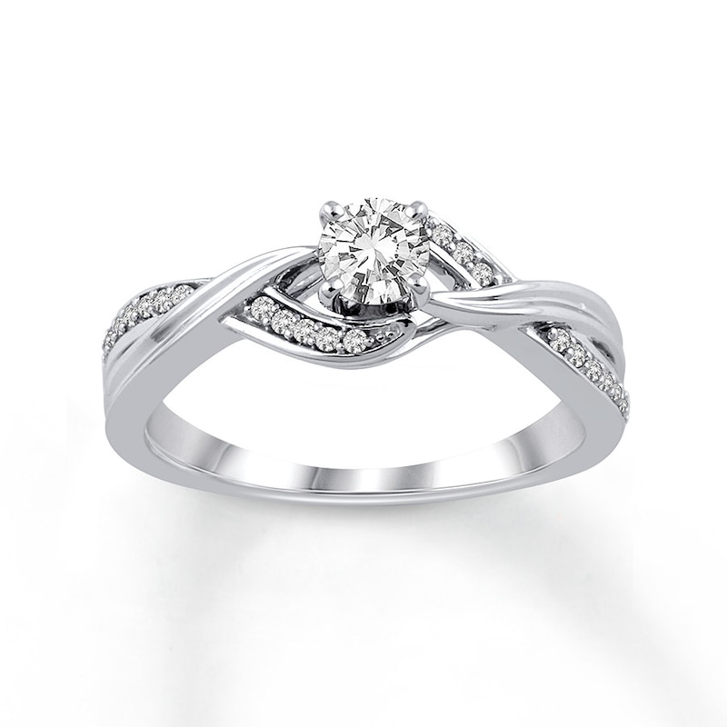 Main Image 1 of Previously Owned Diamond Promise Ring 1/3 ct tw Round 10K White Gold