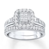 Thumbnail Image 1 of Previously Owned Diamond Bridal Set 1/2 ct tw Princess-cut 14K White Gold