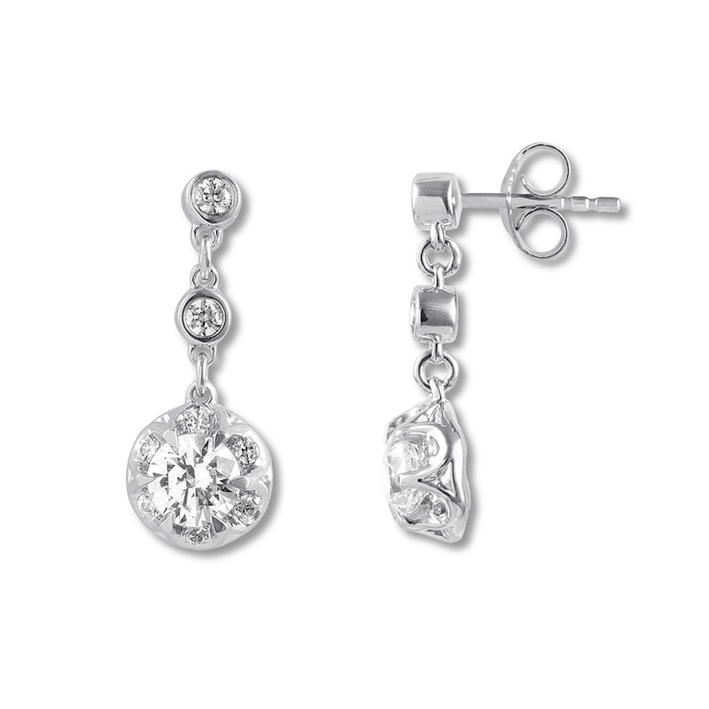 Previously Owned Diamond Dangle Earrings 5/8 ct tw Round 14K White Gold