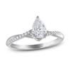 Thumbnail Image 0 of Previously Owned Certified Diamond Engagement Ring 7/8 ct tw Pear-shaped/Round 14K White Gold