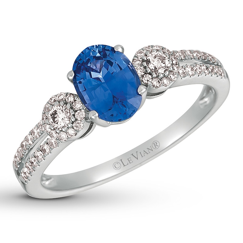 Main Image 1 of Previously Owned Le Vian Ceylon Sapphire Ring 1/4 ct tw Diamonds 14K Vanilla Gold