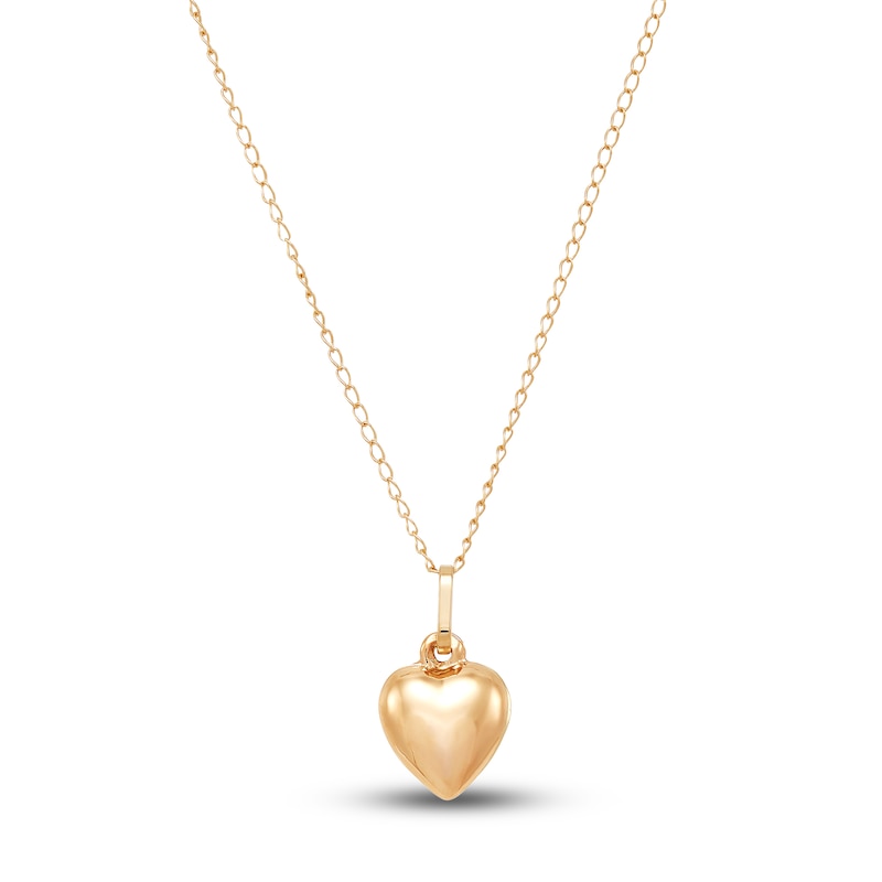 Previously Owned Children's Puffy Heart Pendant Necklace 14K Yellow Gold