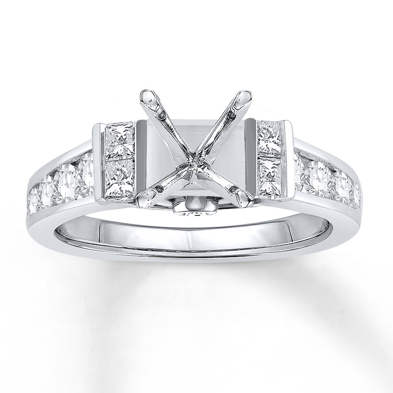 Main Image 1 of Previously Owned Diamond Ring Setting 7/8 ct tw Princess/Round 14K White Gold