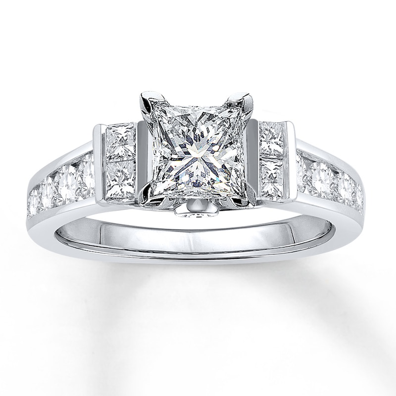 Main Image 3 of Previously Owned Diamond Ring Setting 7/8 ct tw Princess/Round 14K White Gold