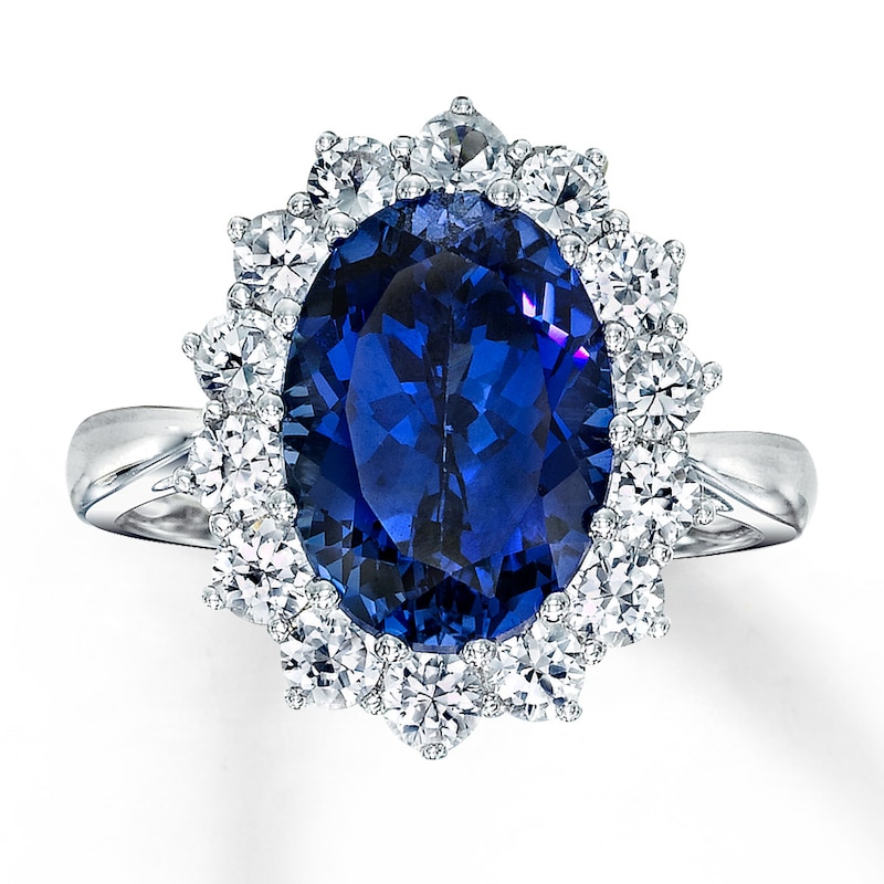 Previously Owned Blue & White Lab-Created Sapphire Ring 10K Gold