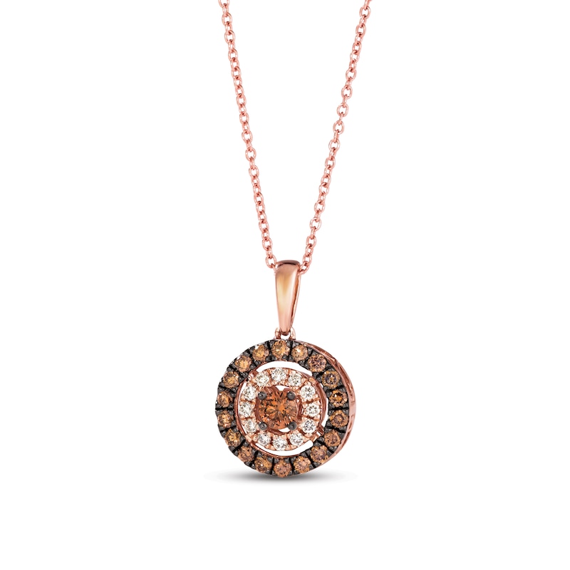 Main Image 1 of Previously Owned Le Vian Crème Brûlée Diamond Necklace 1/2 ct tw Round 14K Strawberry Gold