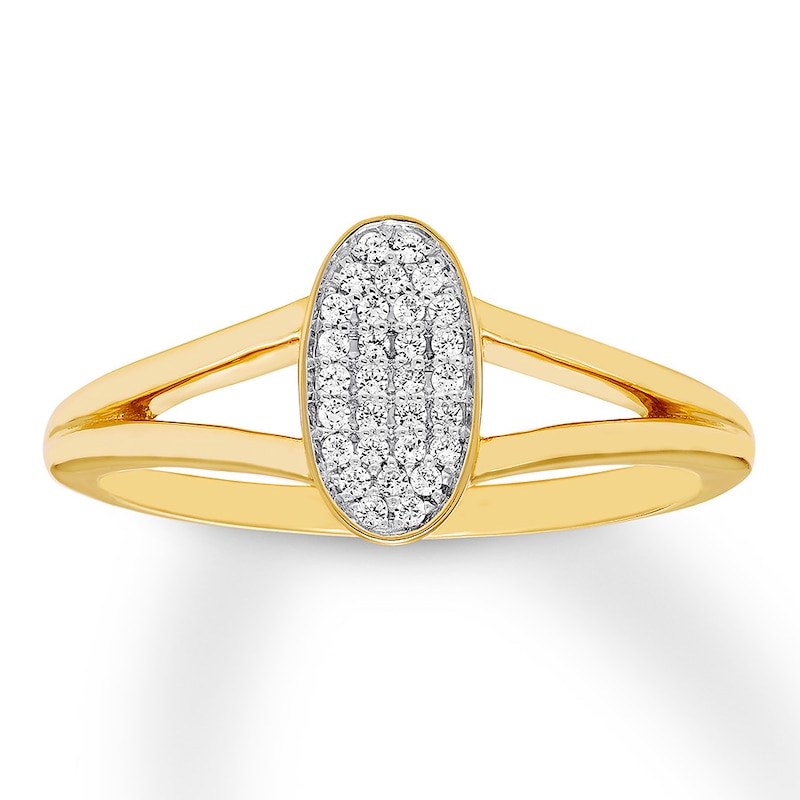 Previously Owned Diamond Signet Ring 1/8 ct tw Round 10K Yellow Gold