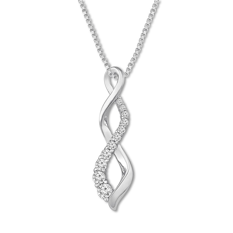 Previously Owned Diamond Swirl Necklace 3/8 ct tw Round 10K White Gold