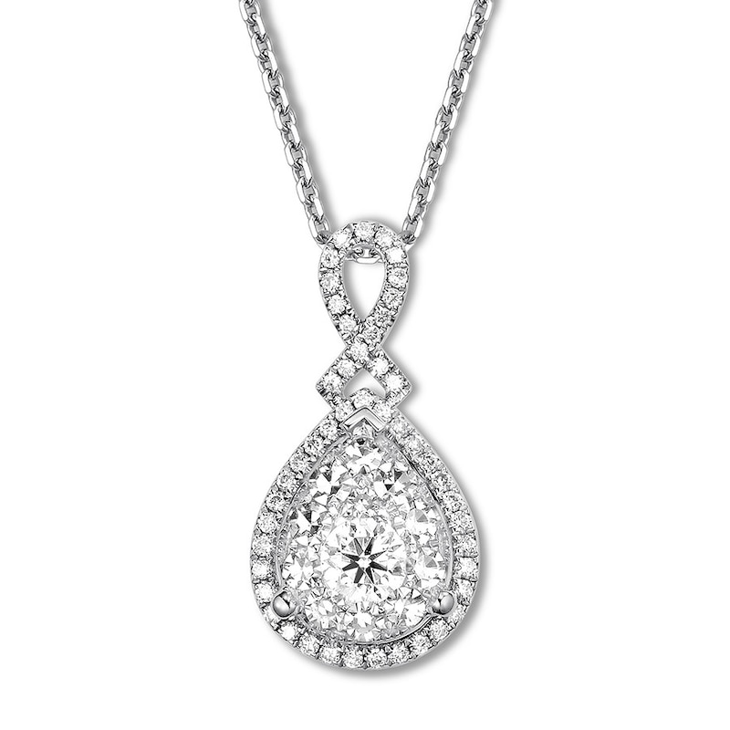 Previously Owned Diamond Necklace 1/2 carat tw Round 14K White Gold/Rhodium 18" Adj.