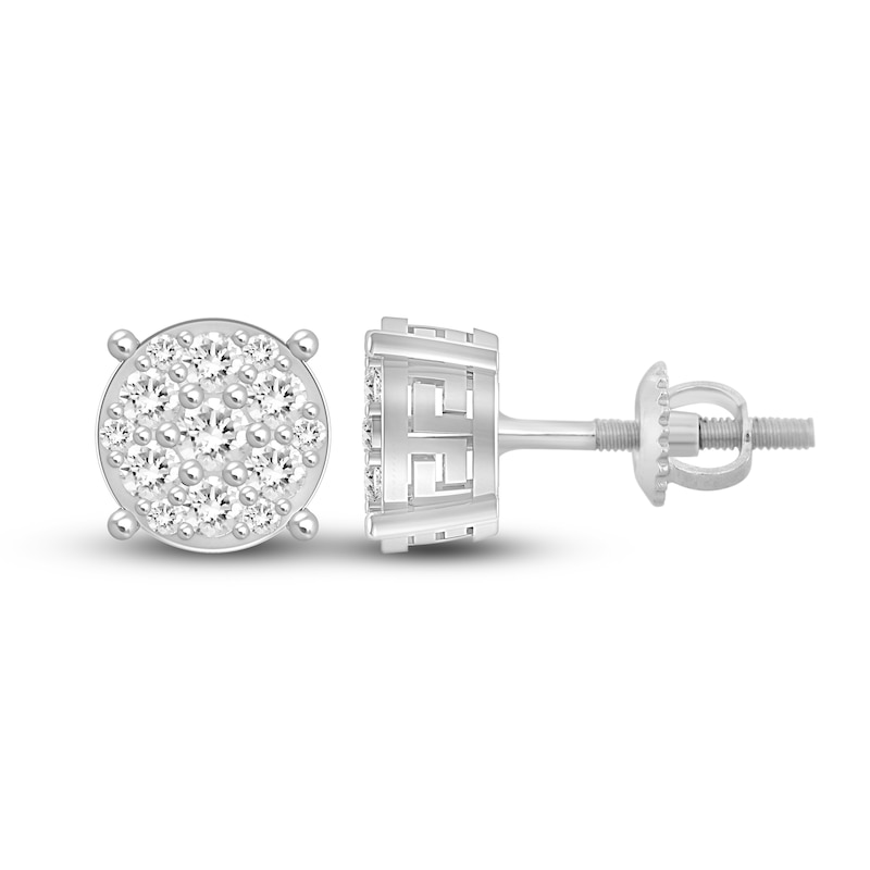 Main Image 2 of Previously Owned Men's Diamond Stud Earrings 1-1/2 ct tw Round 10K White Gold