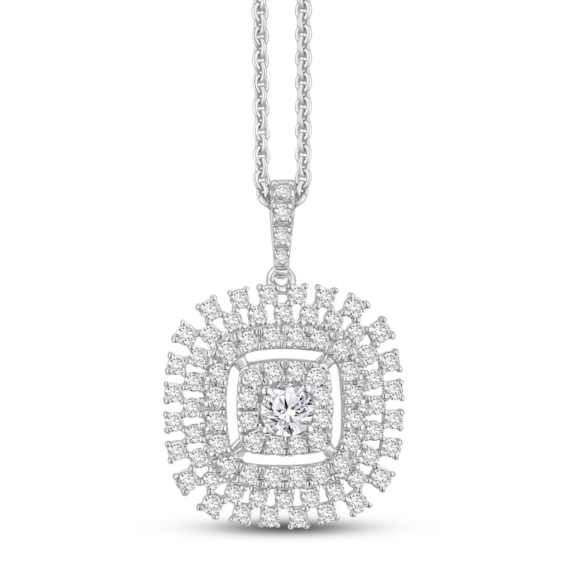 Main Image 1 of Previously Owned Diamond Necklace 1-1/2 ct tw Round 18K White Gold