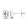 Thumbnail Image 1 of Previously Owned Diamond Stud Earrings 1/2 ct tw Round/Emerald 14K White Gold