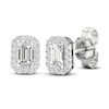 Thumbnail Image 2 of Previously Owned Diamond Stud Earrings 1/2 ct tw Round/Emerald 14K White Gold