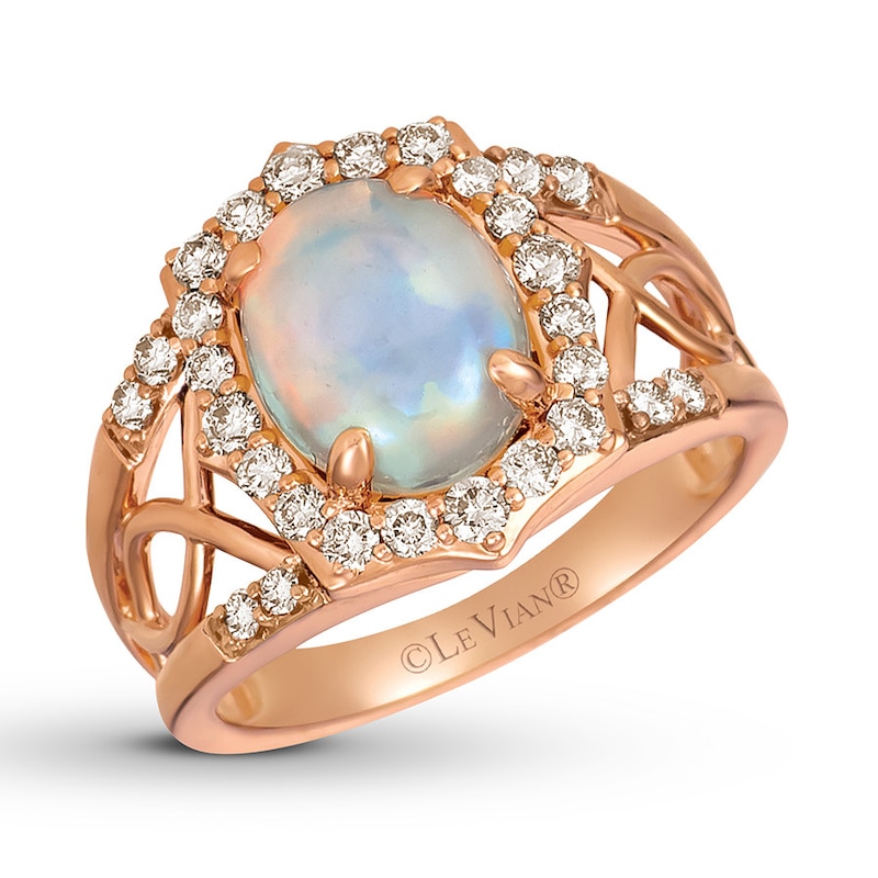 Main Image 1 of Previously Owned Le Vian Opal Ring 1/2 ct tw Diamonds 14K Strawberry Gold