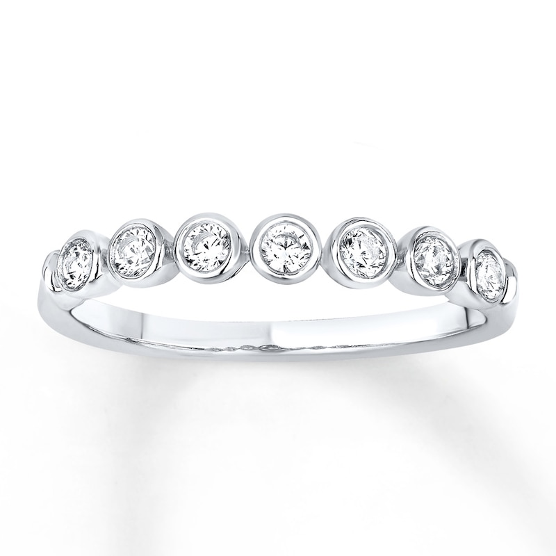 Main Image 1 of Previously Owned Diamond Anniversary Band 1/4 ct tw Bezel-set 14K White Gold