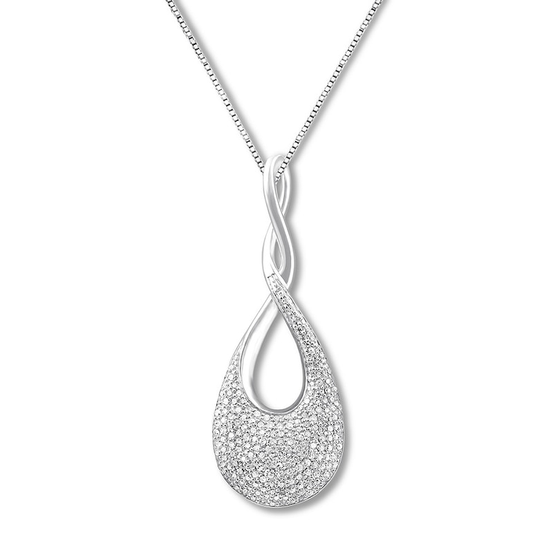 Main Image 1 of Previously Owned Diamond Twist Necklace 1/3 ct tw Round 10K White Gold