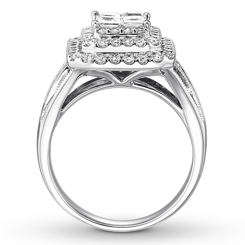 Main Image 2 of Previously Owned Diamond Engagement Ring 2 ct tw Princess/Round 14K White Gold