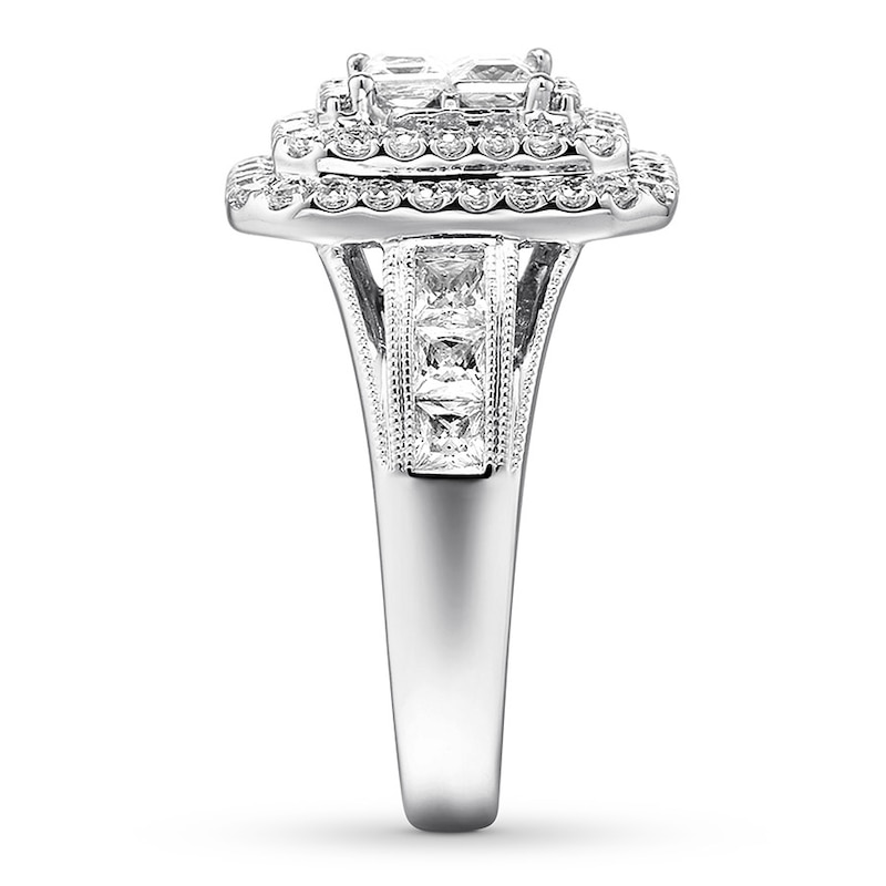 Main Image 3 of Previously Owned Diamond Engagement Ring 2 ct tw Princess/Round 14K White Gold