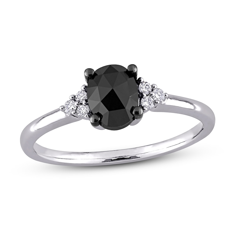 Previously Owned Black Diamond Engagement Ring 1 ct tw 14K White Gold ...